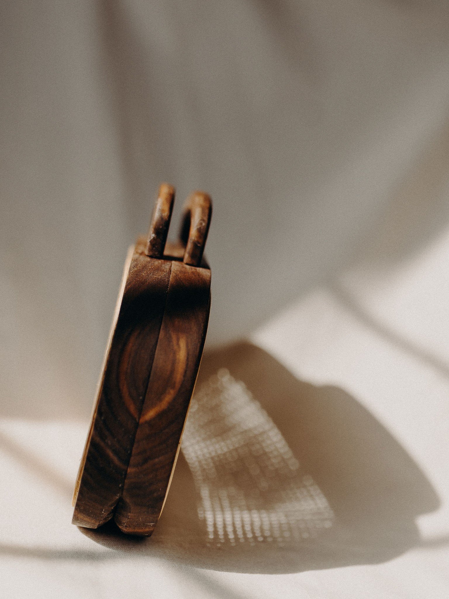 Wooden purse side view